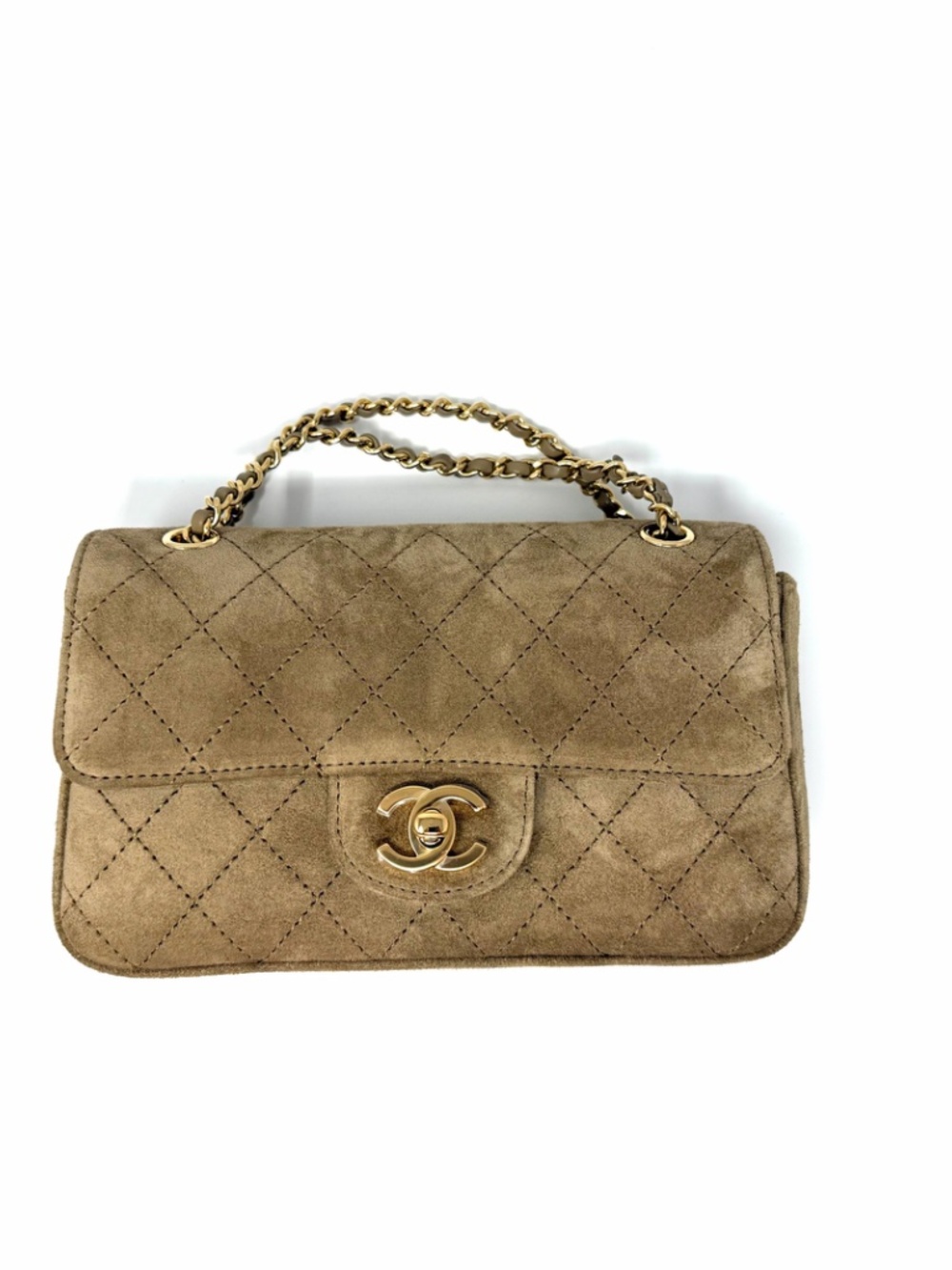 CHANEL Suede Calfskin & Gold-Tone Metal Small Flap Bag